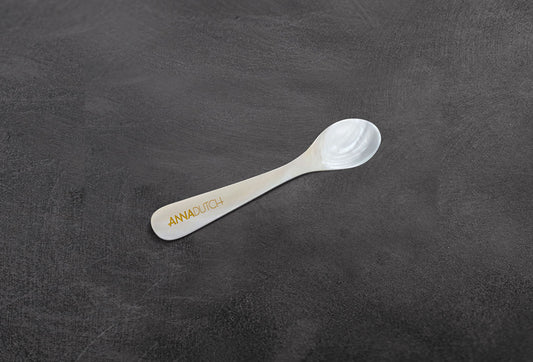 Mother of pearl spoon with logo 8 cm